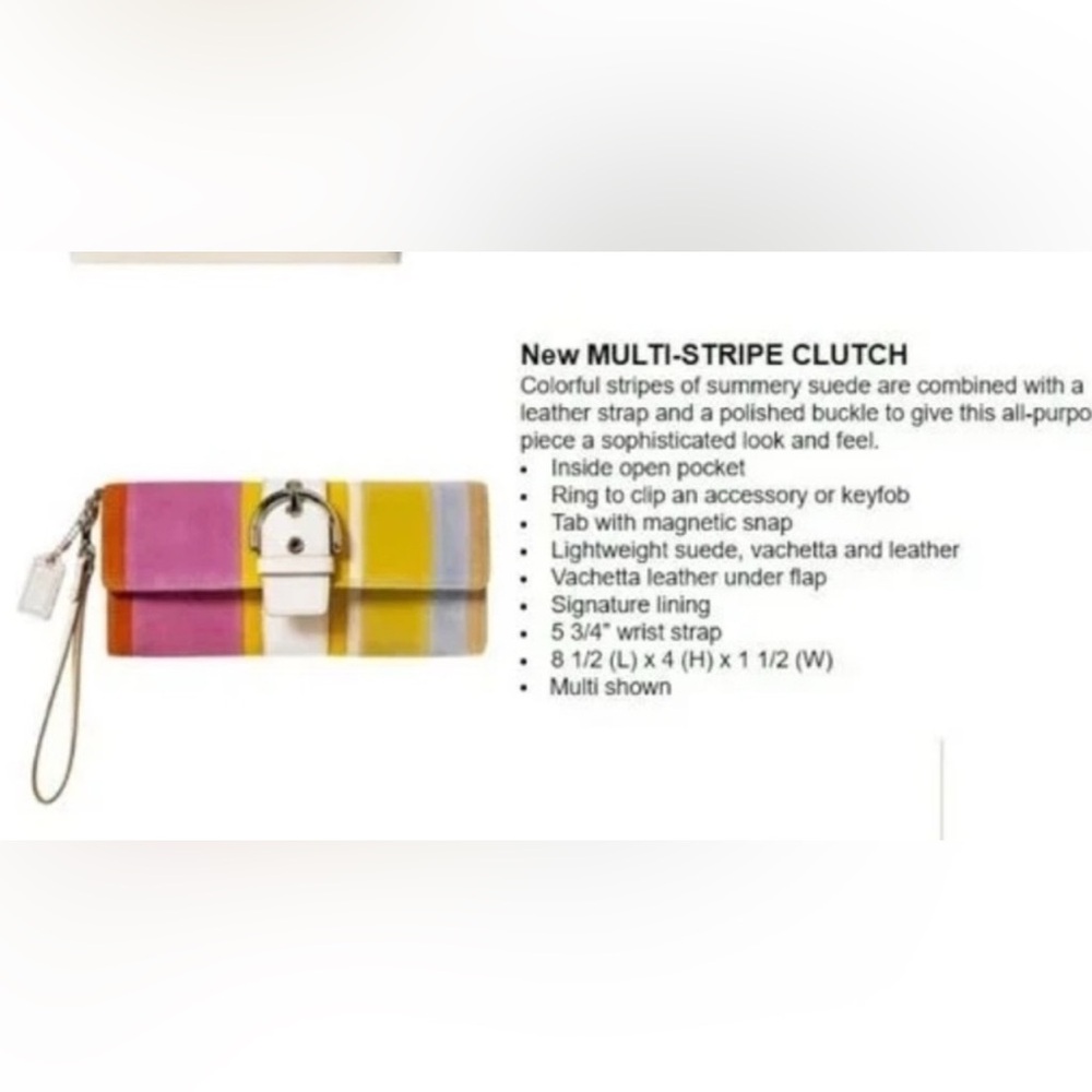 Coach 2003 Suede & Leather Legacy Multicolored Striped Clutch - EUC & RARE! - Picture 2 of 10